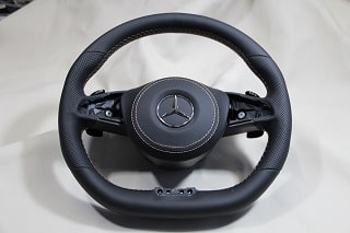 Перетяжка руля Мерседес натуральной кожей вставки псевдоперфорация